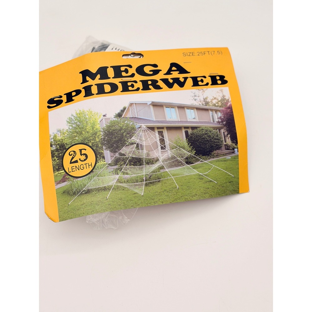 Prextex 25ft Mega Spiderweb Halloween Outdoor Yard Decoration White Rope Large